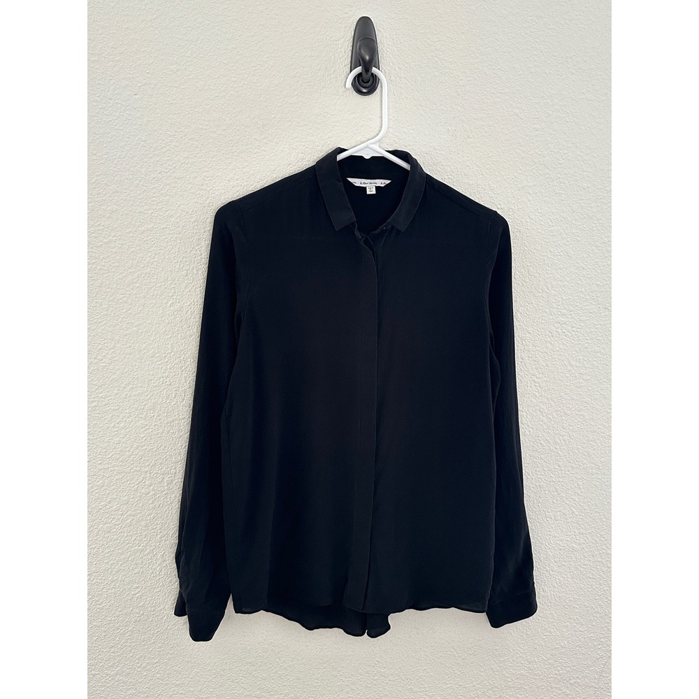& Other Stories Black Silk Blouse Long Sleeve Button Down Shirt Minimalist 4